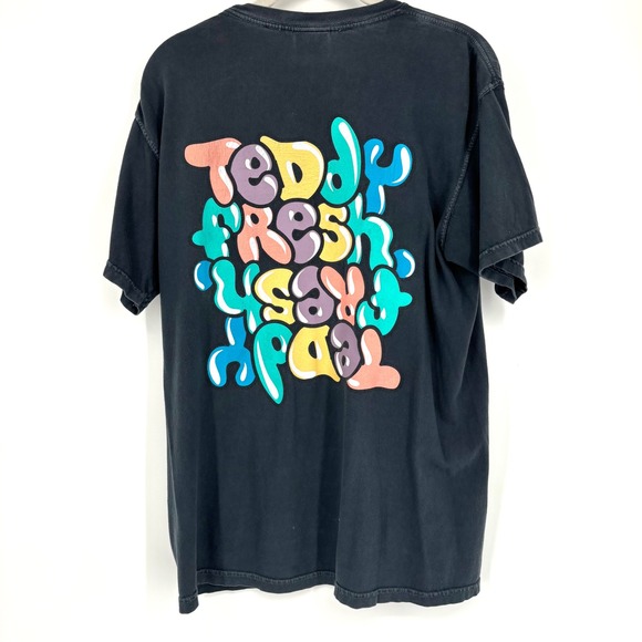 Teddy Fresh T-Shirt Graphic Tee Short Sleeve Gray Unisex Size M Graffiti Logo - Picture 5 of 10